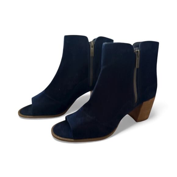 Mari A. Axle Navy Blue Peep-Toe Faux Suede Ankle Bootie Boot Size 10 - Picture 6 of 9